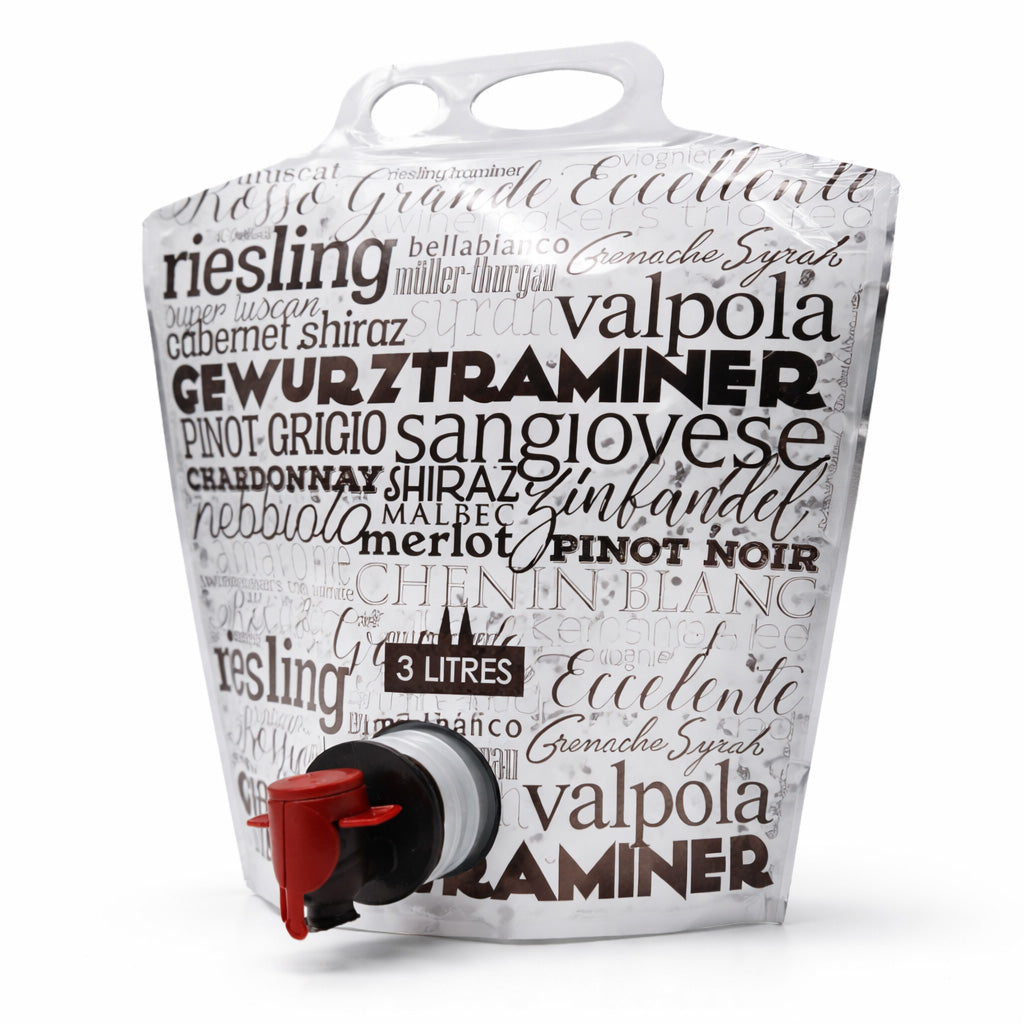 3L Stand-Up Wine Pouch with Tap – Reusable Bag-in-Box for Wine Storage & Serving