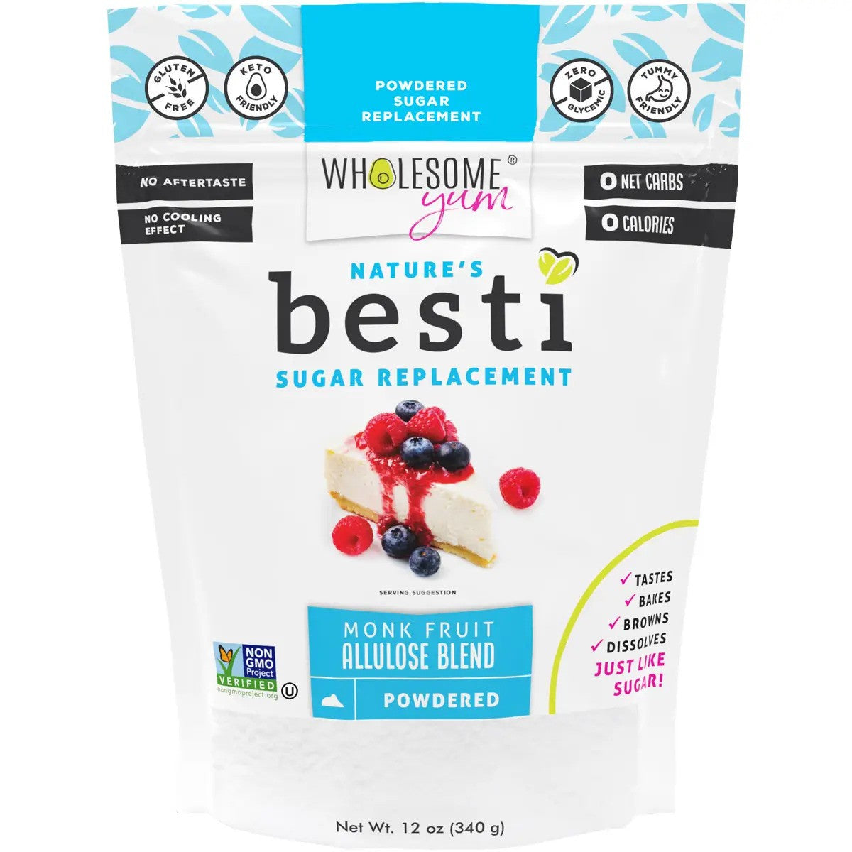 Wholesome Yum Besti Monk Fruit Sweetener with Allulose – Zero Sugar Keto Substitute (340g)