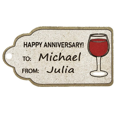 Sonteo Designs Wine Glass Engraved Wooden Tag