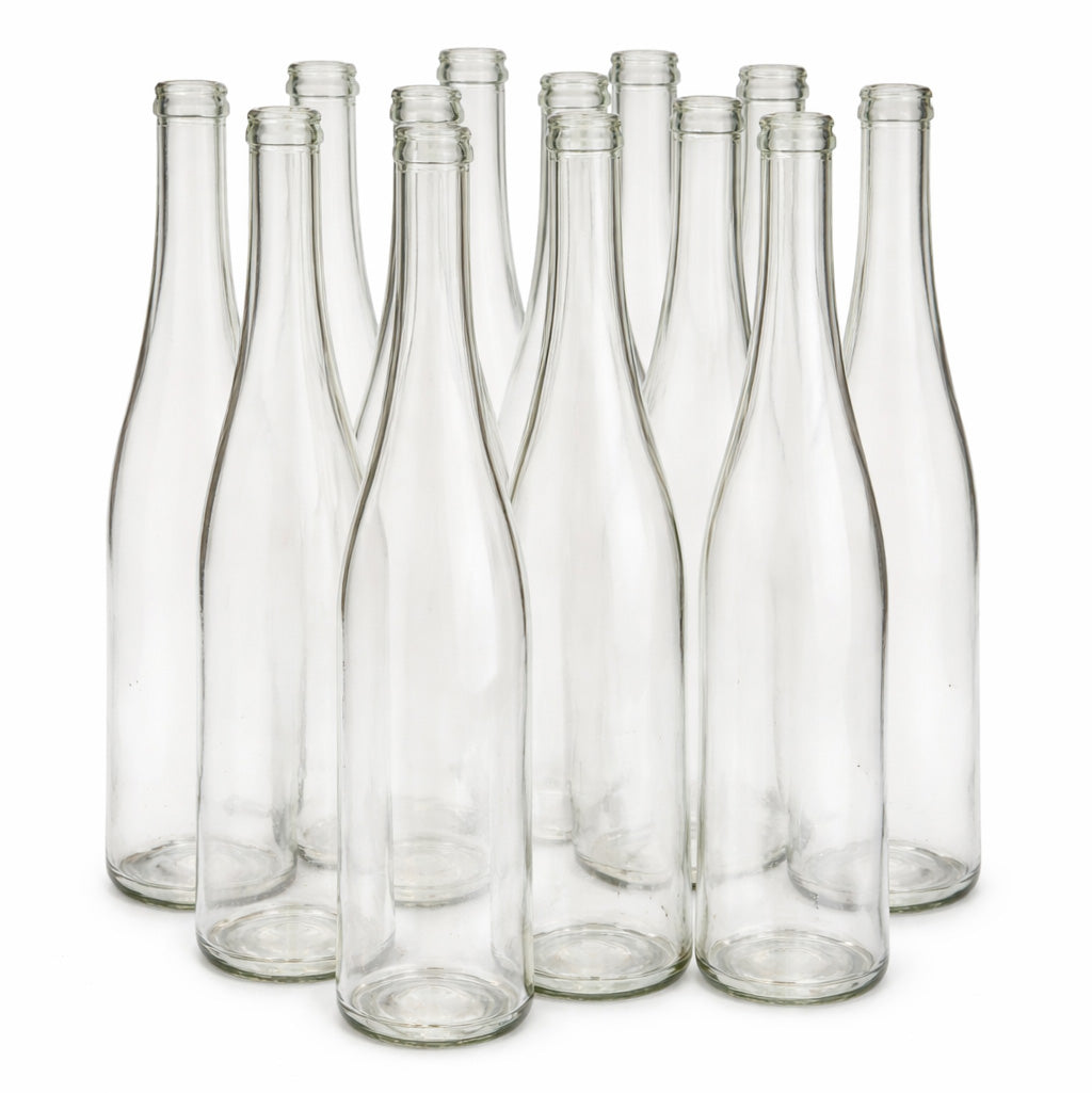 750ml Alsace (Rhine-Style) Wine Bottles – Tall Slender, for White Wine – Pack of 12 (Clear)