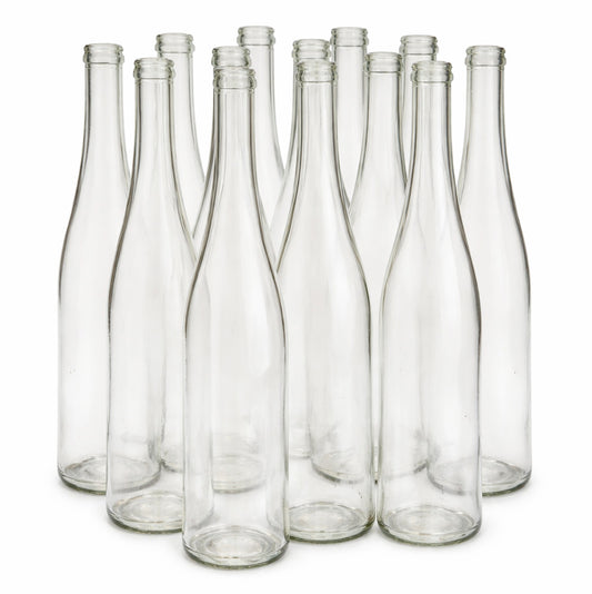 750ml Alsace (Rhine-Style) Wine Bottles – Tall Slender, for White Wine – Pack of 12 (Clear)