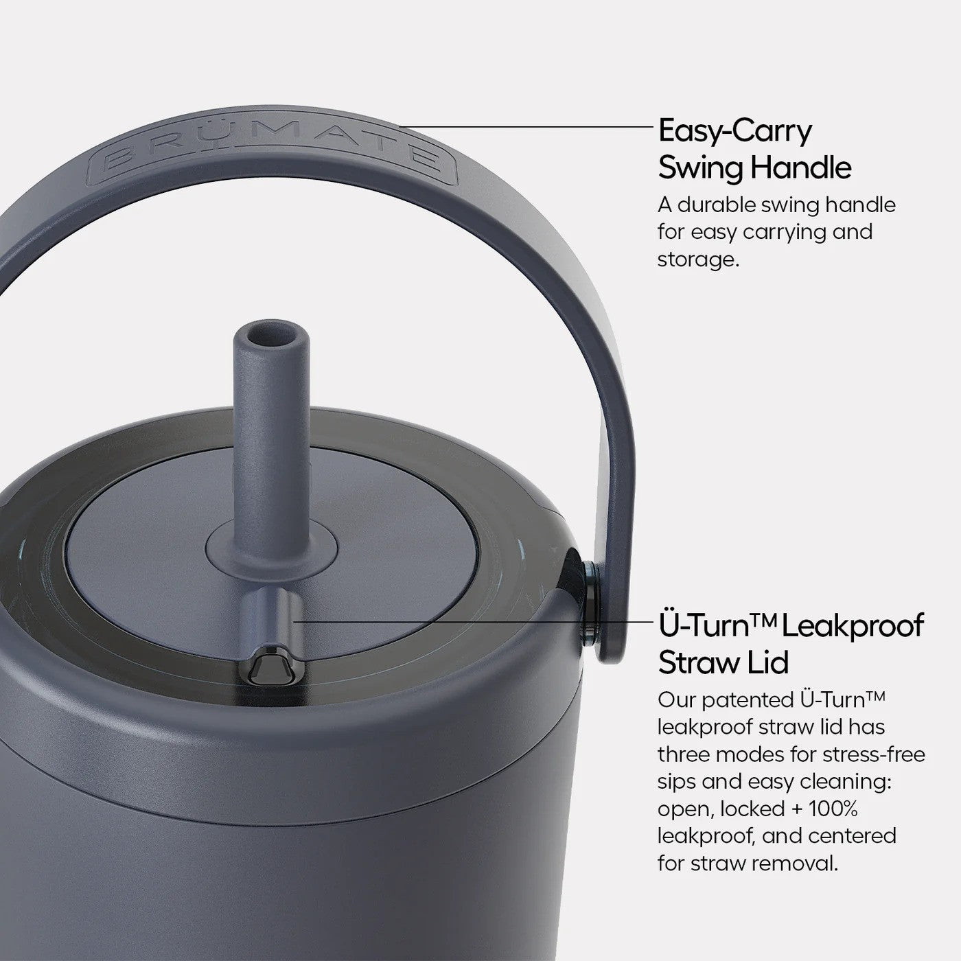 Brumate Resa Easy-Carry Swing Handle U-turn Leakproof Straw Lid