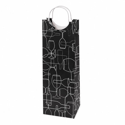 Silhouette Wine Bottle Gift Bag – Premium Paper Wine Carrier with Metal Handles for 1.5L Wine & Champagne Bottles