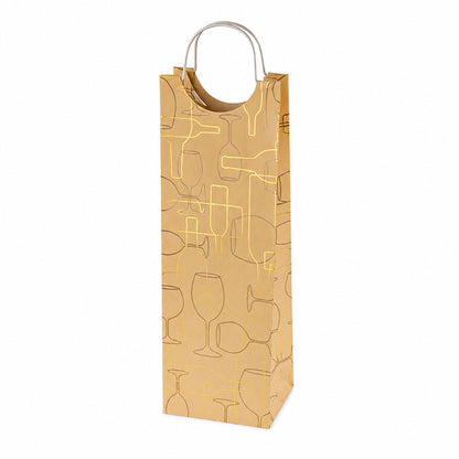Silhouette Wine Bottle Gift Bag – Premium Paper Wine Carrier with Metal Handles for 1.5L Wine & Champagne Bottles