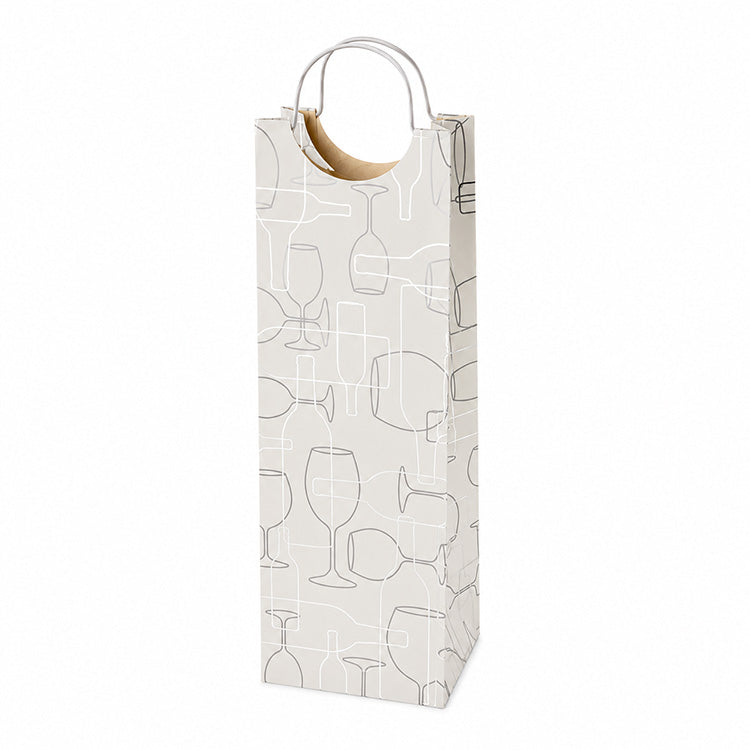 Silhouette Wine Bottle Gift Bag – Premium Paper Wine Carrier with Metal Handles for 1.5L Wine & Champagne Bottles