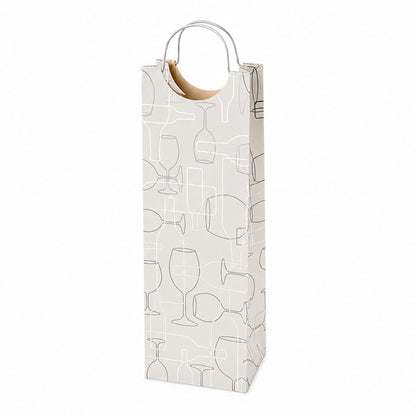 Silhouette Wine Bottle Gift Bag – Premium Paper Wine Carrier with Metal Handles for 1.5L Wine & Champagne Bottles
