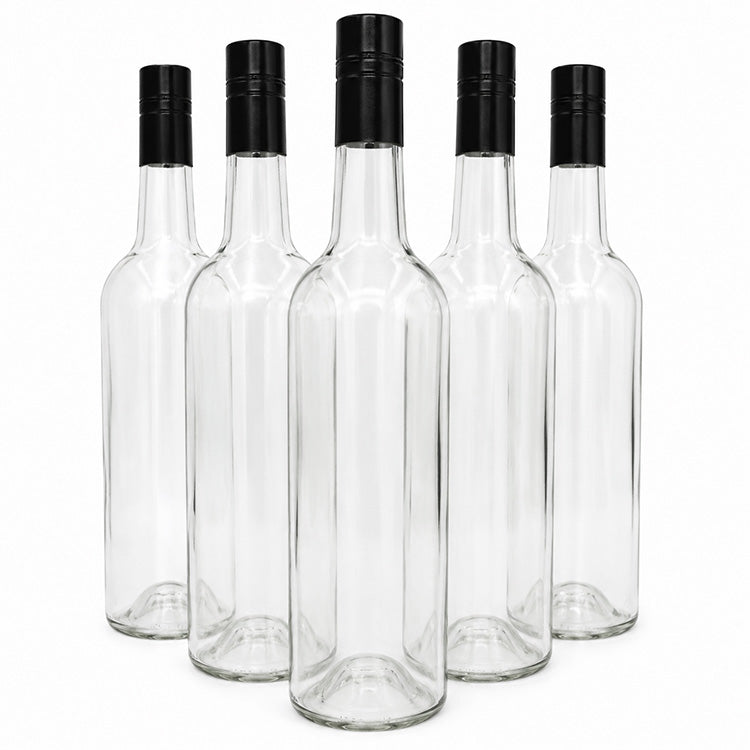 750ml Bordeaux Screw Cap Wine Bottles – Pack of 12 (Green or Clear)