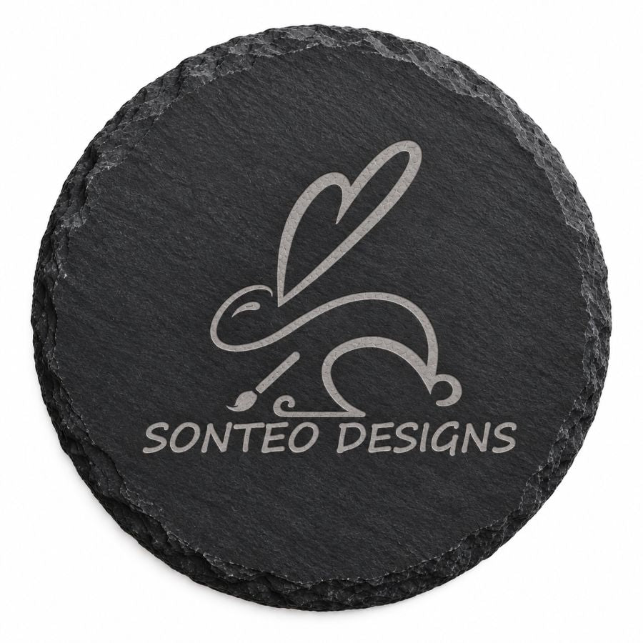 Custom Logo Laser Engraved Coasters – Upload Your Logo – Cork, Wood & Slate Stone