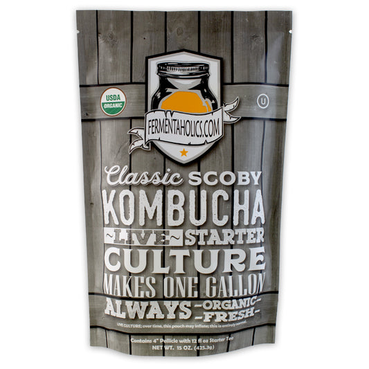 Organic Kombucha SCOBY Starter Culture – Makes 1 Gallon Batch (Includes Starter Tea)