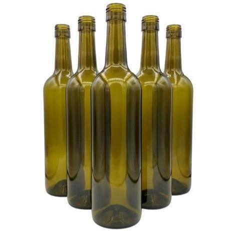 750ml Bordeaux Screw Cap Wine Bottles – Pack of 12 (Green or Clear)