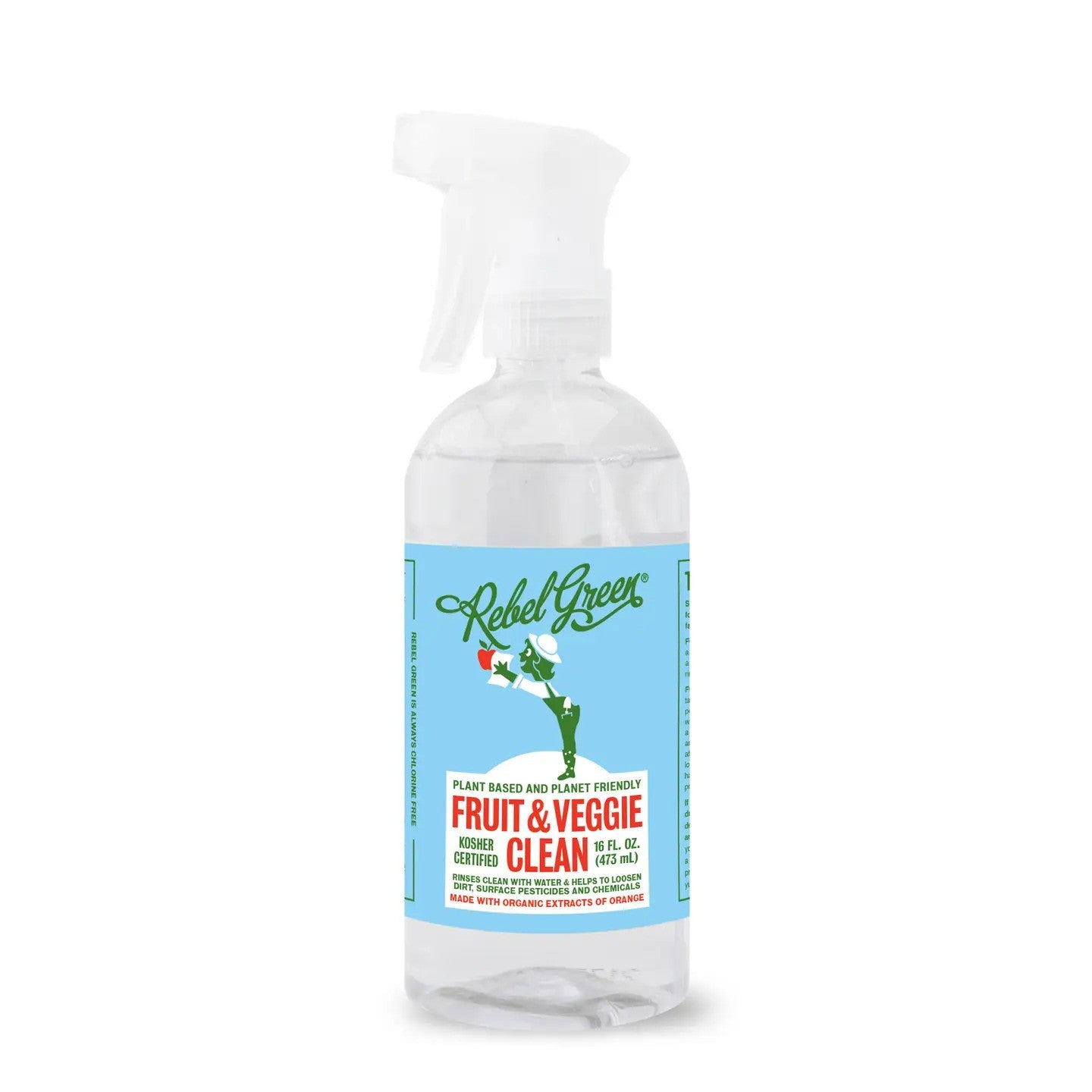 Rebel Green Fruit & Veggie Clean Spray – Plant-Based Produce Wash with Organic Orange Extract, 16 fl oz (473 mL)