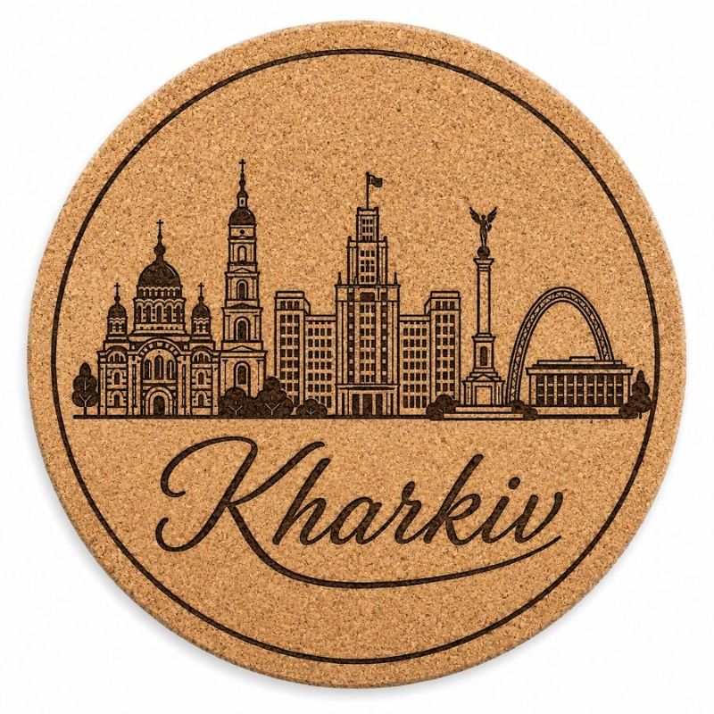 Ukrainian City Coasters – Laser Engraved Cork, Wood & Slate Stone | Kyiv, Lviv, Odesa & Kharkiv