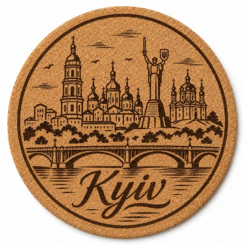 Ukrainian City Coasters – Laser Engraved Cork, Wood & Slate Stone | Kyiv, Lviv, Odesa & Kharkiv