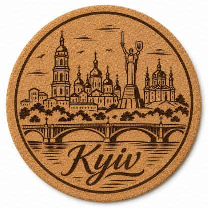 Ukrainian City Coasters – Laser Engraved Cork, Wood & Slate Stone | Kyiv, Lviv, Odesa & Kharkiv