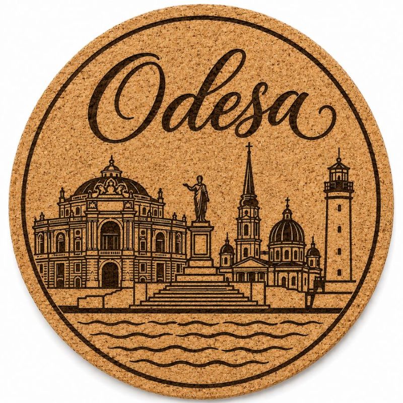 Ukrainian City Coasters – Laser Engraved Cork, Wood & Slate Stone | Kyiv, Lviv, Odesa & Kharkiv