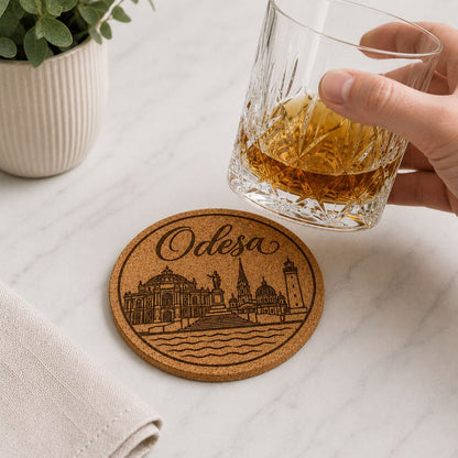 Ukrainian City Coasters – Laser Engraved Cork, Wood & Slate Stone | Kyiv, Lviv, Odesa & Kharkiv