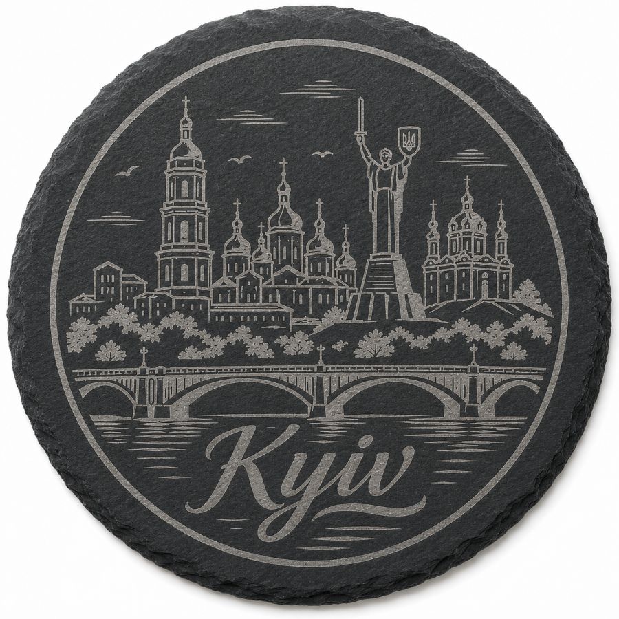 Ukrainian City Coasters – Laser Engraved Cork, Wood & Slate Stone | Kyiv, Lviv, Odesa & Kharkiv