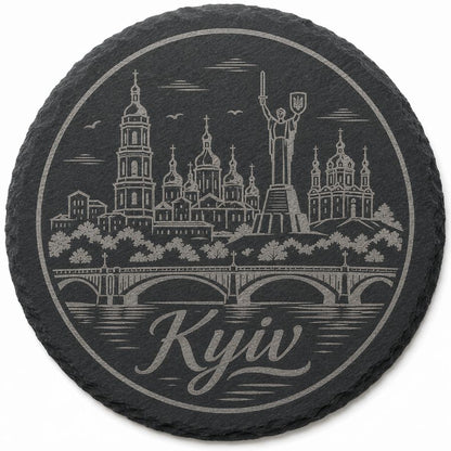Ukrainian City Coasters – Laser Engraved Cork, Wood & Slate Stone | Kyiv, Lviv, Odesa & Kharkiv