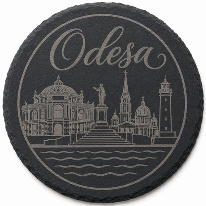 Ukrainian City Coasters – Laser Engraved Cork, Wood & Slate Stone | Kyiv, Lviv, Odesa & Kharkiv