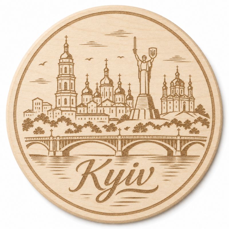 Ukrainian City Coasters – Laser Engraved Cork, Wood & Slate Stone | Kyiv, Lviv, Odesa & Kharkiv