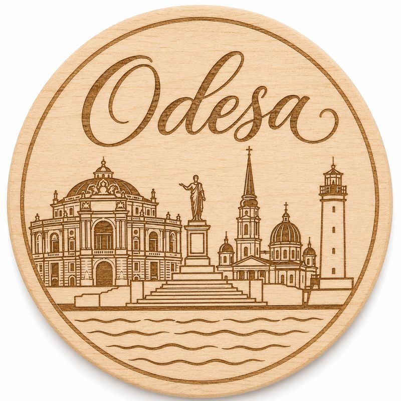 Ukrainian City Coasters – Laser Engraved Cork, Wood & Slate Stone | Kyiv, Lviv, Odesa & Kharkiv