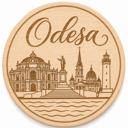 Ukrainian City Coasters – Laser Engraved Cork, Wood & Slate Stone | Kyiv, Lviv, Odesa & Kharkiv