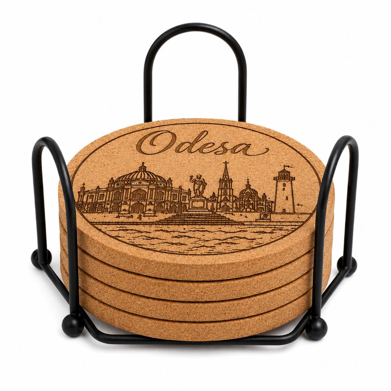 Ukrainian City Coasters – Laser Engraved Cork, Wood & Slate Stone | Kyiv, Lviv, Odesa & Kharkiv