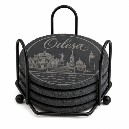 Ukrainian City Coasters – Laser Engraved Cork, Wood & Slate Stone | Kyiv, Lviv, Odesa & Kharkiv