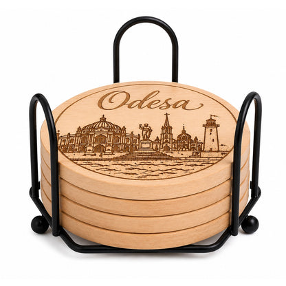 Ukrainian City Coasters – Laser Engraved Cork, Wood & Slate Stone | Kyiv, Lviv, Odesa & Kharkiv