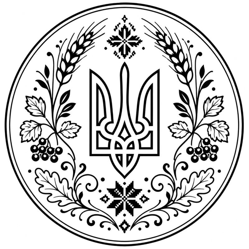 Ukrainian Trident & Kalyna Laser Engraved Coasters – Cork, Wood & Slate Stone | Single, Set of 4 or Set of 5