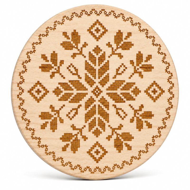 Ukrainian Vyshyvanka Laser Engraved Coasters – Cork, Wood & Slate Stone Drink Coasters | Individual or Mixed Set of 4 with Optional Holder