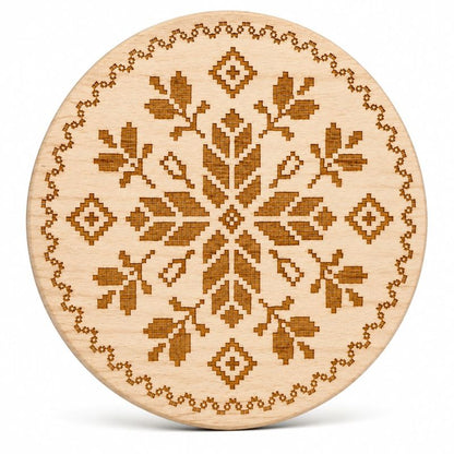 Ukrainian Vyshyvanka Laser Engraved Coasters – Cork, Wood & Slate Stone Drink Coasters | Individual or Mixed Set of 4 with Optional Holder