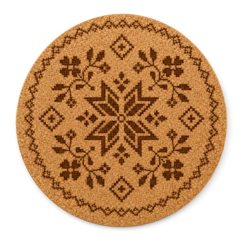 Ukrainian Vyshyvanka Laser Engraved Coasters – Cork, Wood & Slate Stone Drink Coasters | Individual or Mixed Set of 4 with Optional Holder