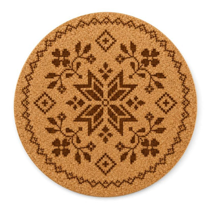 Ukrainian Vyshyvanka Laser Engraved Coasters – Cork, Wood & Slate Stone Drink Coasters | Individual or Mixed Set of 4 with Optional Holder