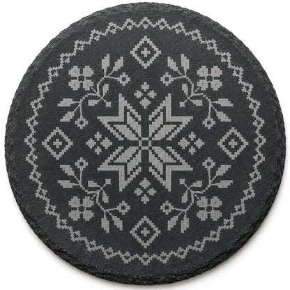 Ukrainian Vyshyvanka Laser Engraved Coasters – Cork, Wood & Slate Stone Drink Coasters | Individual or Mixed Set of 4 with Optional Holder