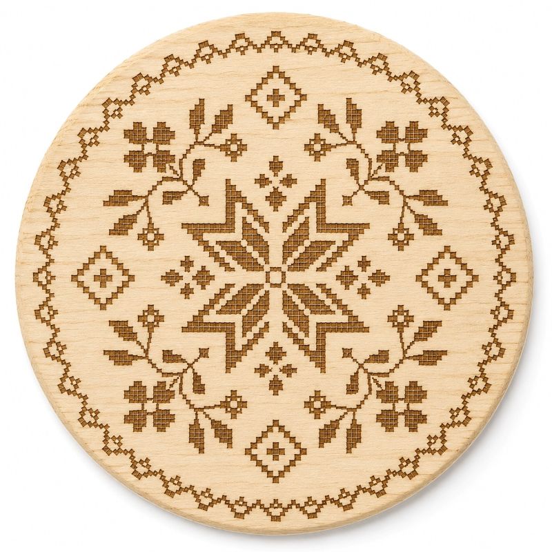 Ukrainian Vyshyvanka Laser Engraved Coasters – Cork, Wood & Slate Stone Drink Coasters | Individual or Mixed Set of 4 with Optional Holder