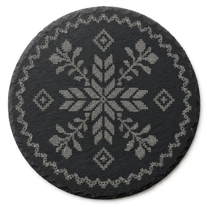 Ukrainian Vyshyvanka Laser Engraved Coasters – Cork, Wood & Slate Stone Drink Coasters | Individual or Mixed Set of 4 with Optional Holder