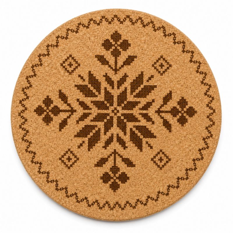 Ukrainian Vyshyvanka Laser Engraved Coasters – Cork, Wood & Slate Stone Drink Coasters | Individual or Mixed Set of 4 with Optional Holder