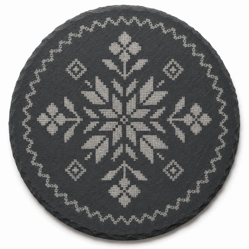 Ukrainian Vyshyvanka Laser Engraved Coasters – Cork, Wood & Slate Stone Drink Coasters | Individual or Mixed Set of 4 with Optional Holder