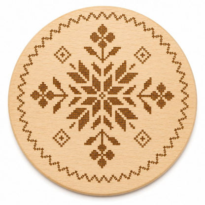 Ukrainian Vyshyvanka Laser Engraved Coasters – Cork, Wood & Slate Stone Drink Coasters | Individual or Mixed Set of 4 with Optional Holder