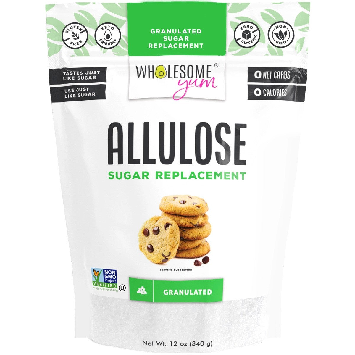 Wholesome Yum Allulose Sweetener – Zero Calorie, Keto, Sugar-Free Natural Sugar Substitute (12 oz)