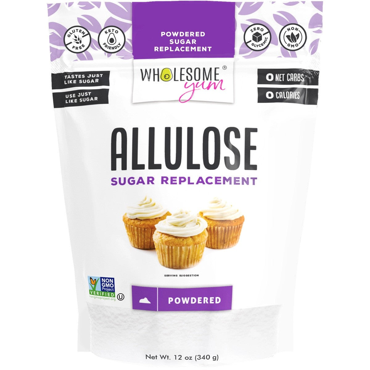Wholesome Yum Allulose Sweetener – Zero Calorie, Keto, Sugar-Free Natural Sugar Substitute (12 oz)