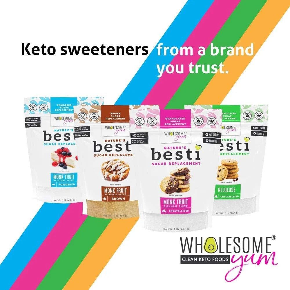 Wholesome Yum Besti Monk Fruit Sweetener with Allulose – Zero Sugar Keto Substitute (340g)