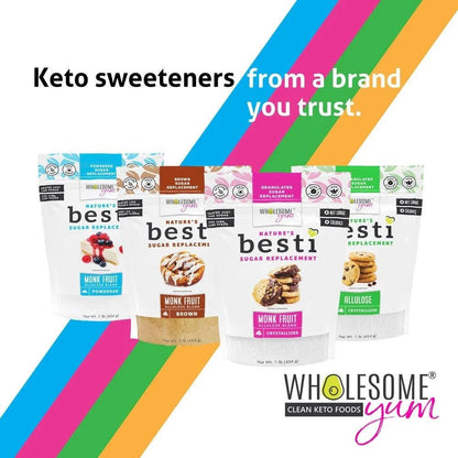 Wholesome Yum Besti Monk Fruit Sweetener with Allulose – Zero Sugar Keto Substitute (340g)