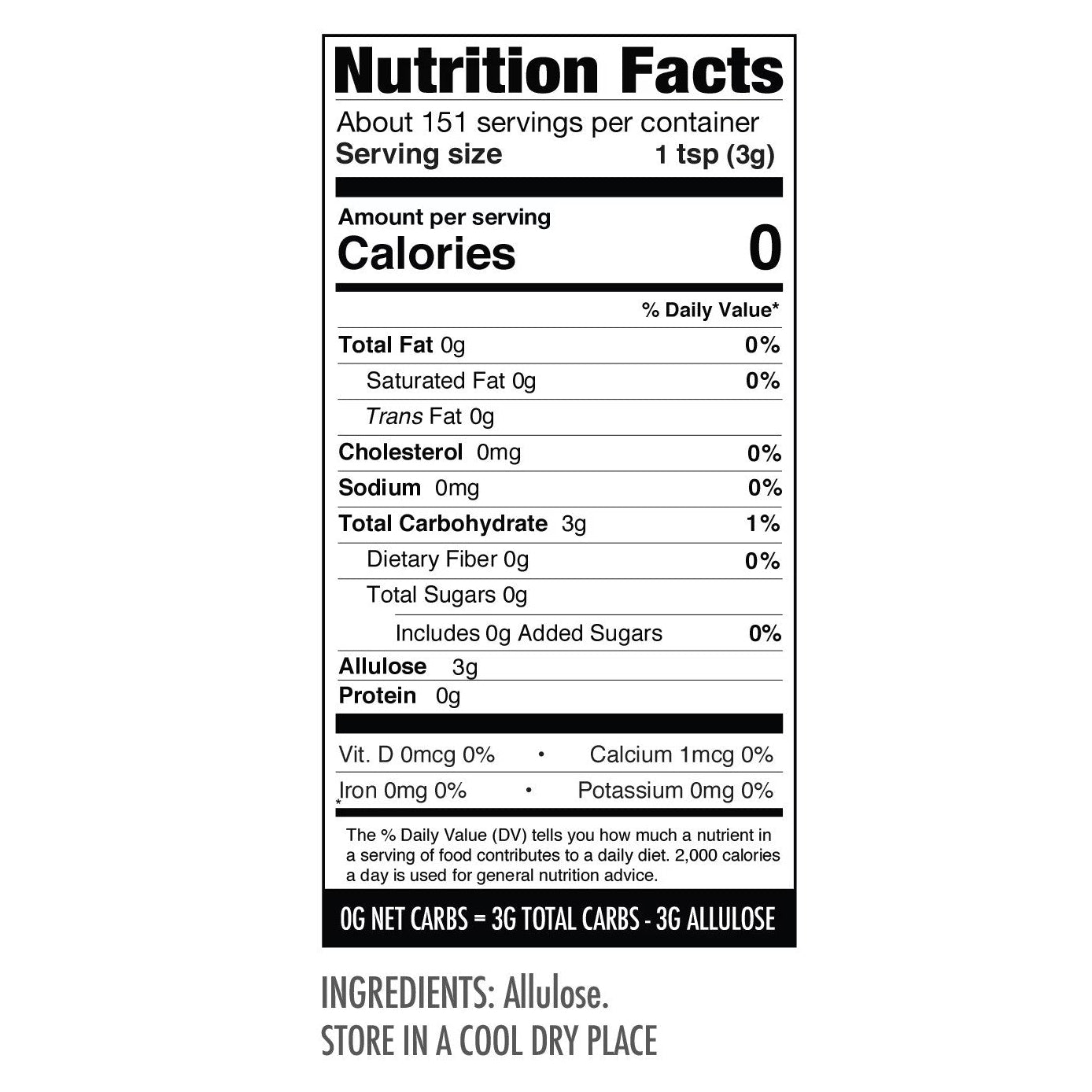 Wholesome Yum Allulose Nutrition