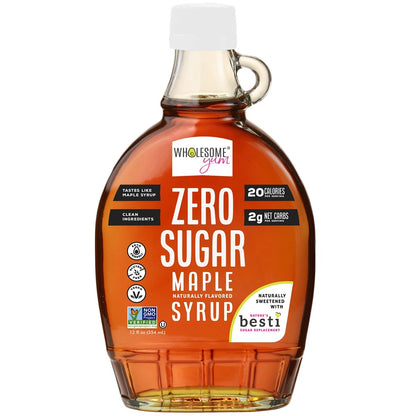 Wholesome Yum Zero Sugar Maple Syrup with Allulose & Monk Fruit – Keto, Low Carb (12 oz)