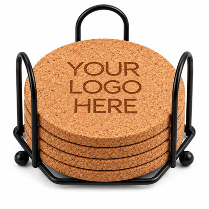 Custom Logo Laser Engraved Coasters – Upload Your Logo – Cork, Wood & Slate Stone