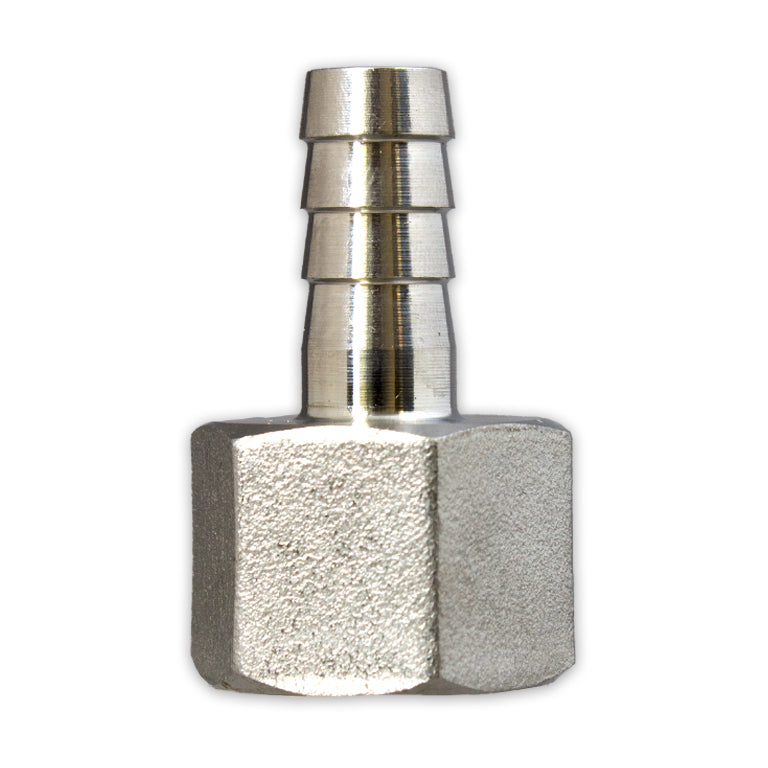 Stainless Steel 3/8" Barbed Hose Fitting – 1/2" NPT (Male or Female)