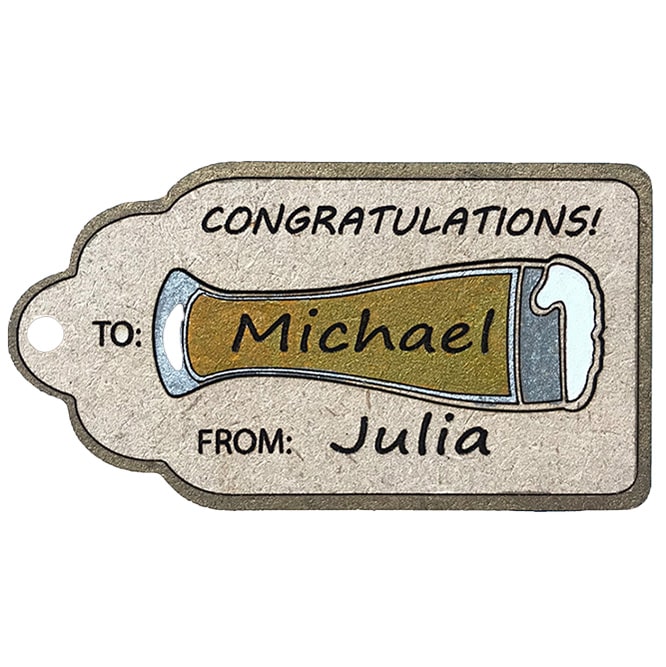 Sonteo Designs Beer Glass Engraved Wooden Tag