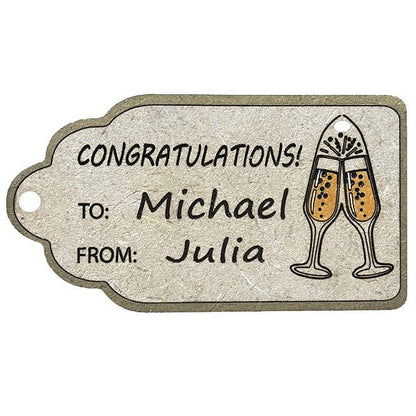 Sonteo Designs Champagne Flutes Engraved Wooden Tag